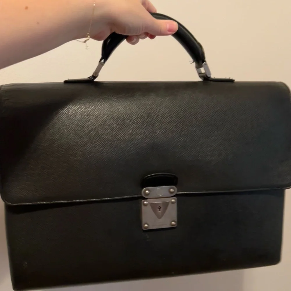 Louis Vuitton Taiga Leather Briefcase with Silver Clasp